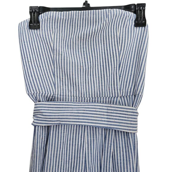 Women's - Club Monaco Striped Strapless Cropped Jumpsuit, Size 00 - Picture 3 of 9